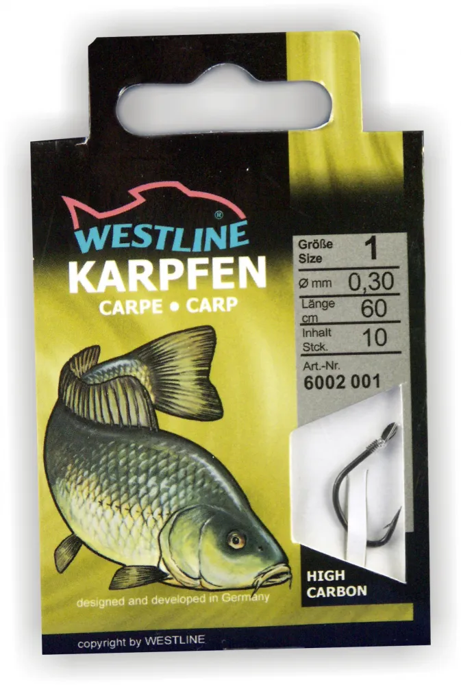 10 Stück Angelhaken Karpfen gold Westline Karpfenhaken - verschiedene Größen