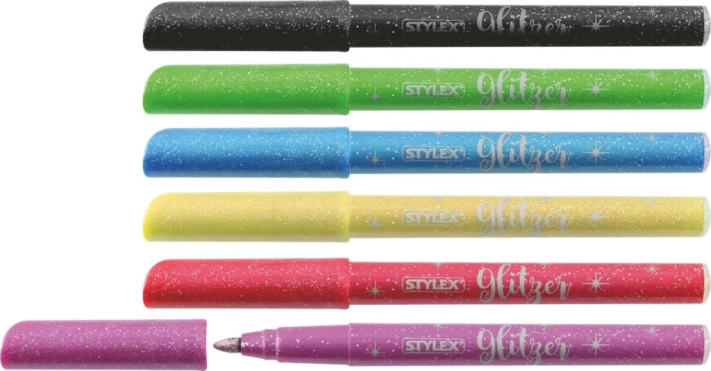 6 Glitzerfasermalstifte