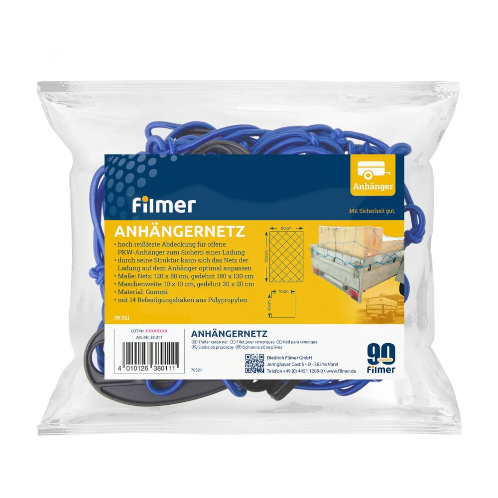 Anhängernetz 120 x 80 cm dehnbar auf 180 x 130 cm