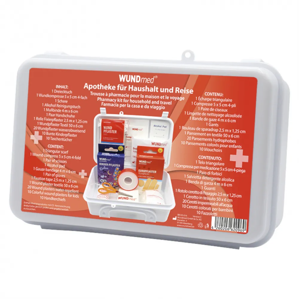 Apotheke für Haushalt / Reise, rot, blau, weiß sortiert