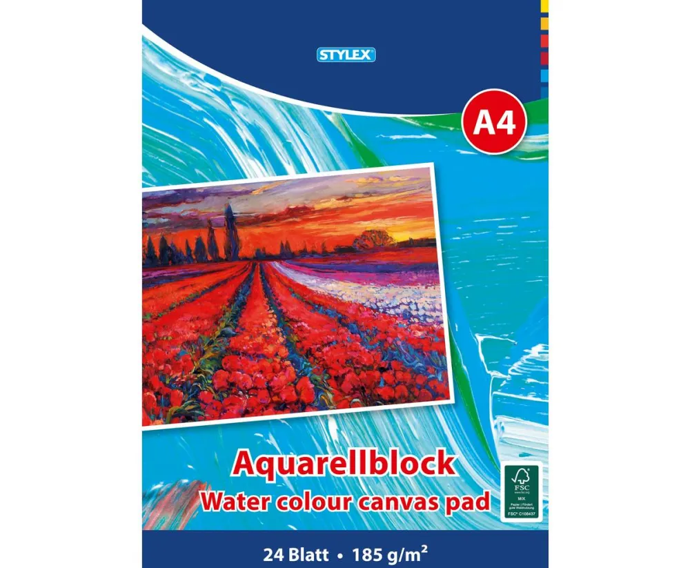 Aquarellblöcke DIN A4, 185 g/m², 24 Blatt