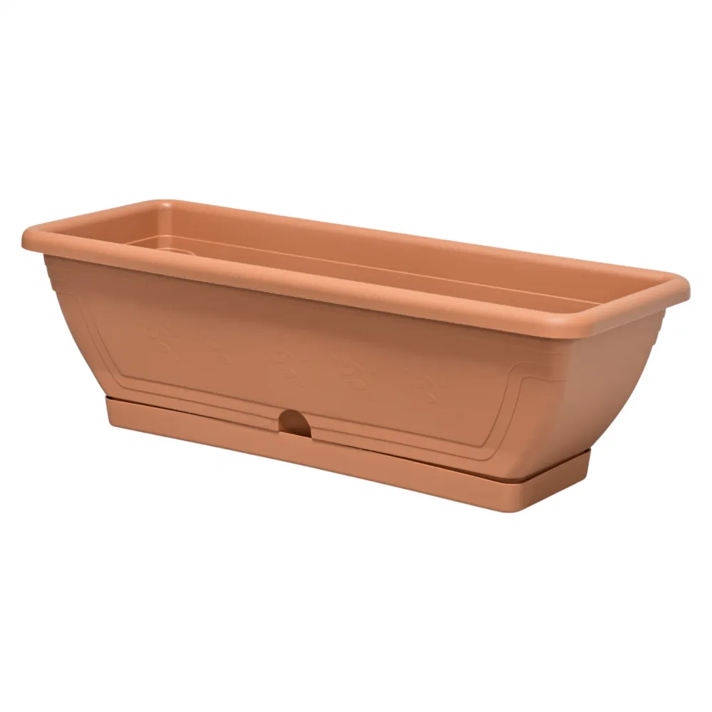 Blumenkasten mit Untersetzer 30-60cm Anthrazit/ Terracotta