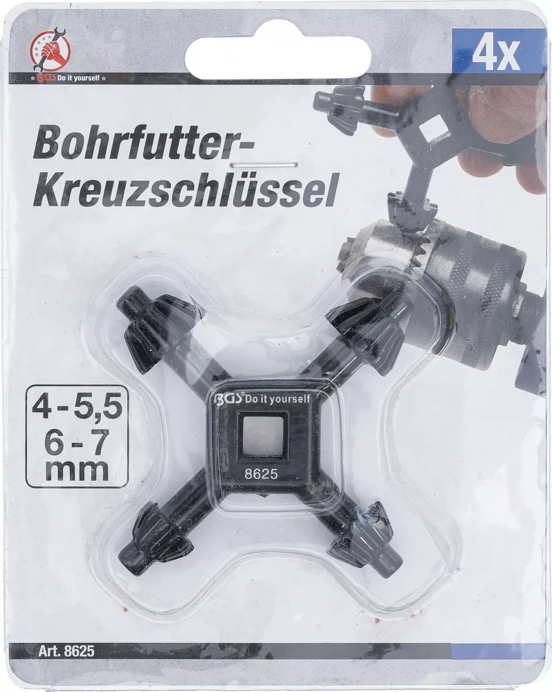Bohrfutter-Kreuzschlüssel universal Ø 4 / 5,5 / 6 / 7 mm