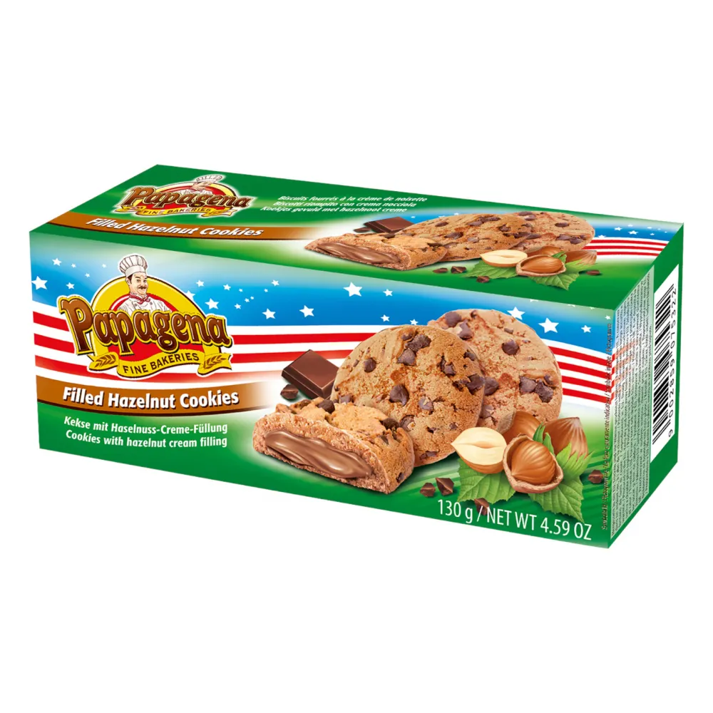 Choco Chip Cookies mit Haselnusscremefüllung 130g
