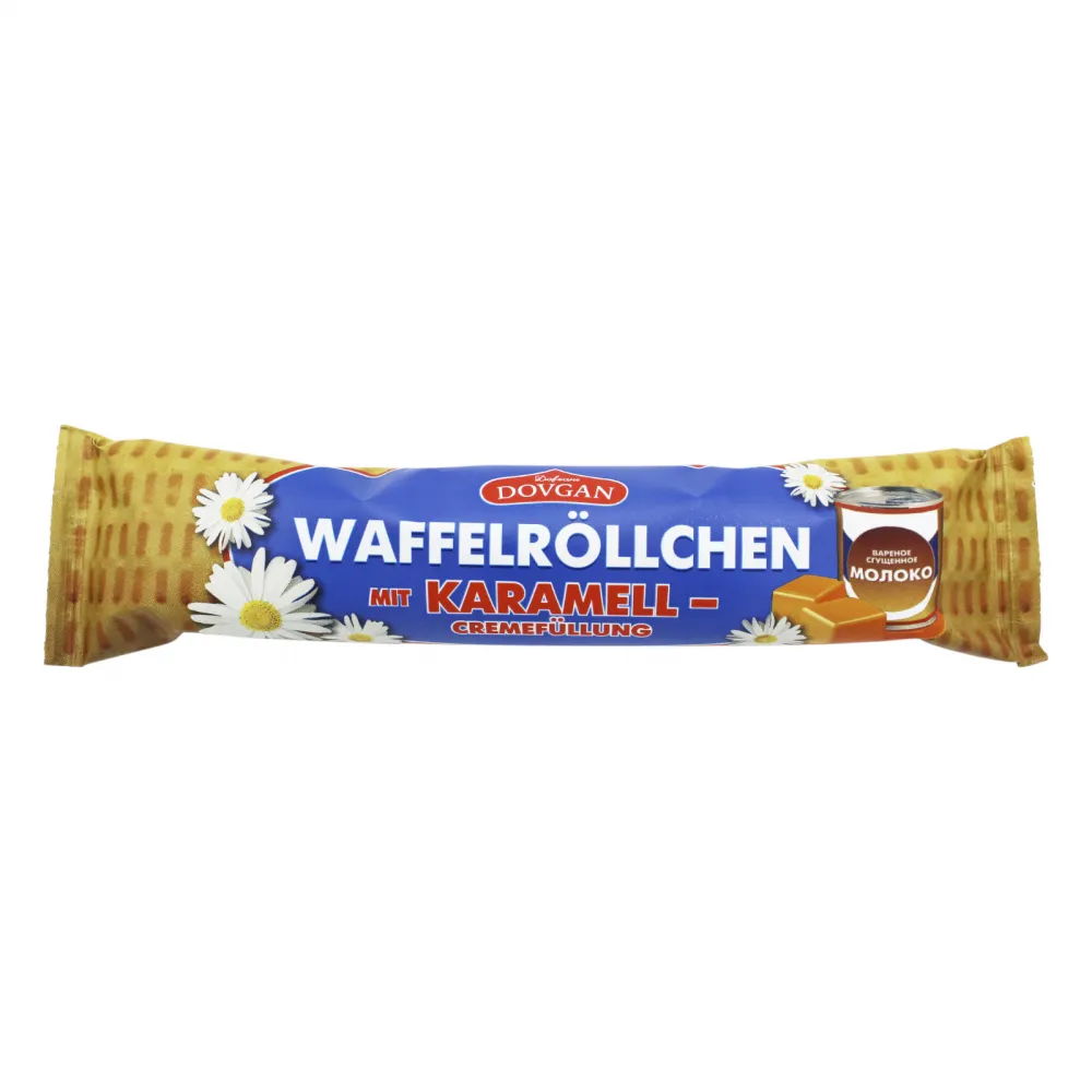 DOVGAN Waffelröllchen mit Karamellcremefüllung 45g
