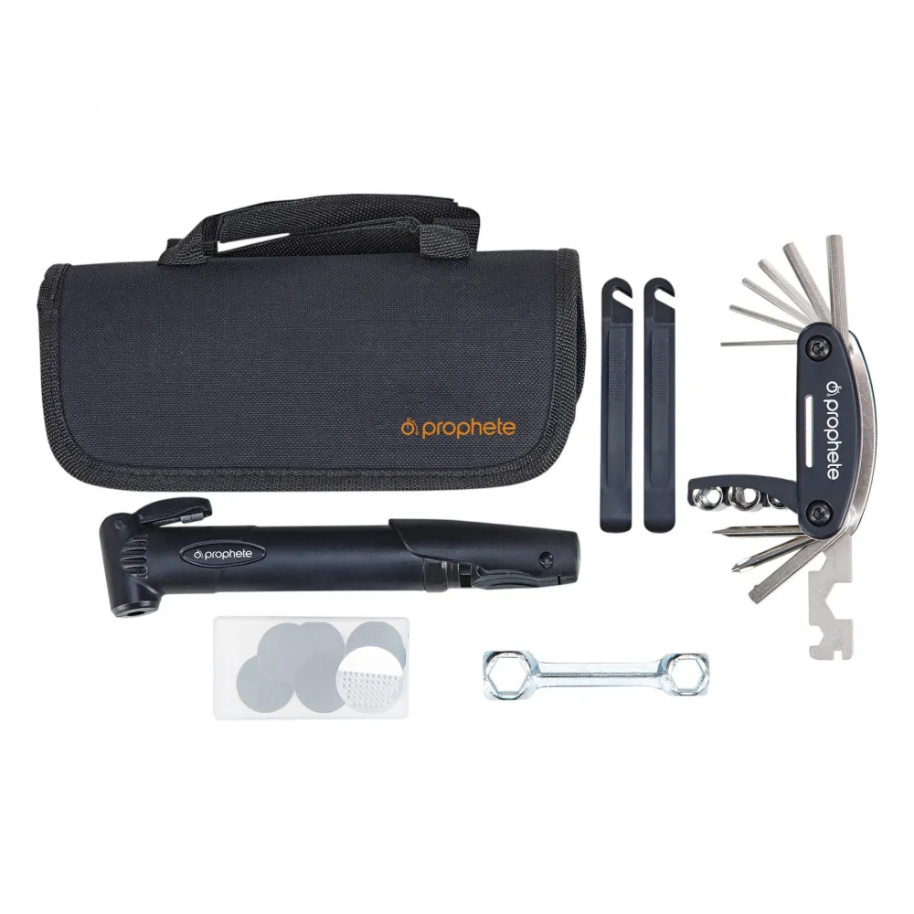 Fahrrad Reparatur-Set mit Minipumpe mit Klettverschluss- Rahmenhalterung