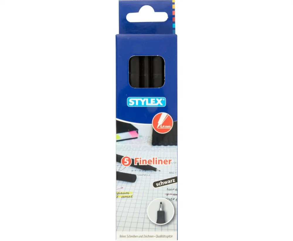 Fineliner 5 Stück schwarz im Etui