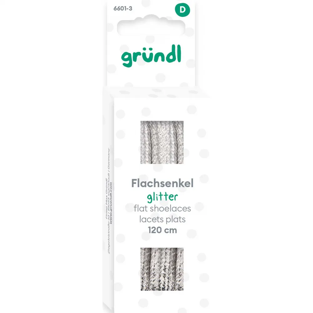 Flachsenkel Glitter silber 120cm