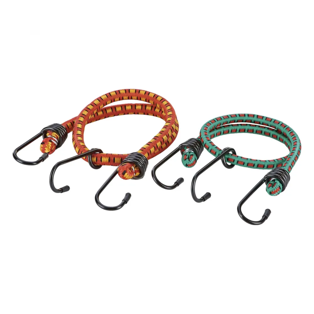 Gepäckträgergurt-Set mit je 3 kunststoffüberzogenen Rundhaken L: 50 cm und 60 cm