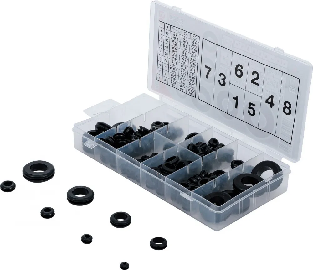 Gummi-Durchgangstüllen-Sortiment, 180-tlg.