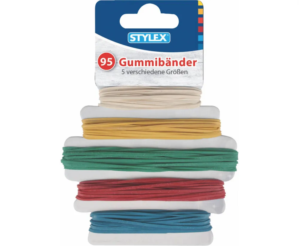 Gummibänder 95 Stück verschiedene Größen auf Pappkarte