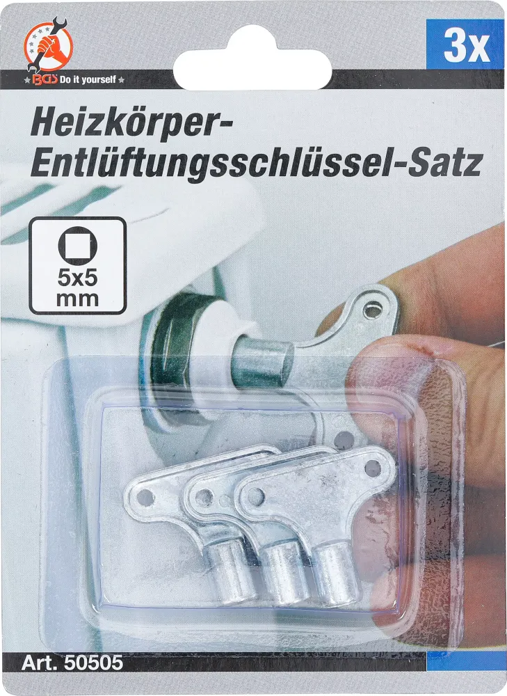 Heizkörper-Entlüftungsschlüssel-Satz 3-tlg.
