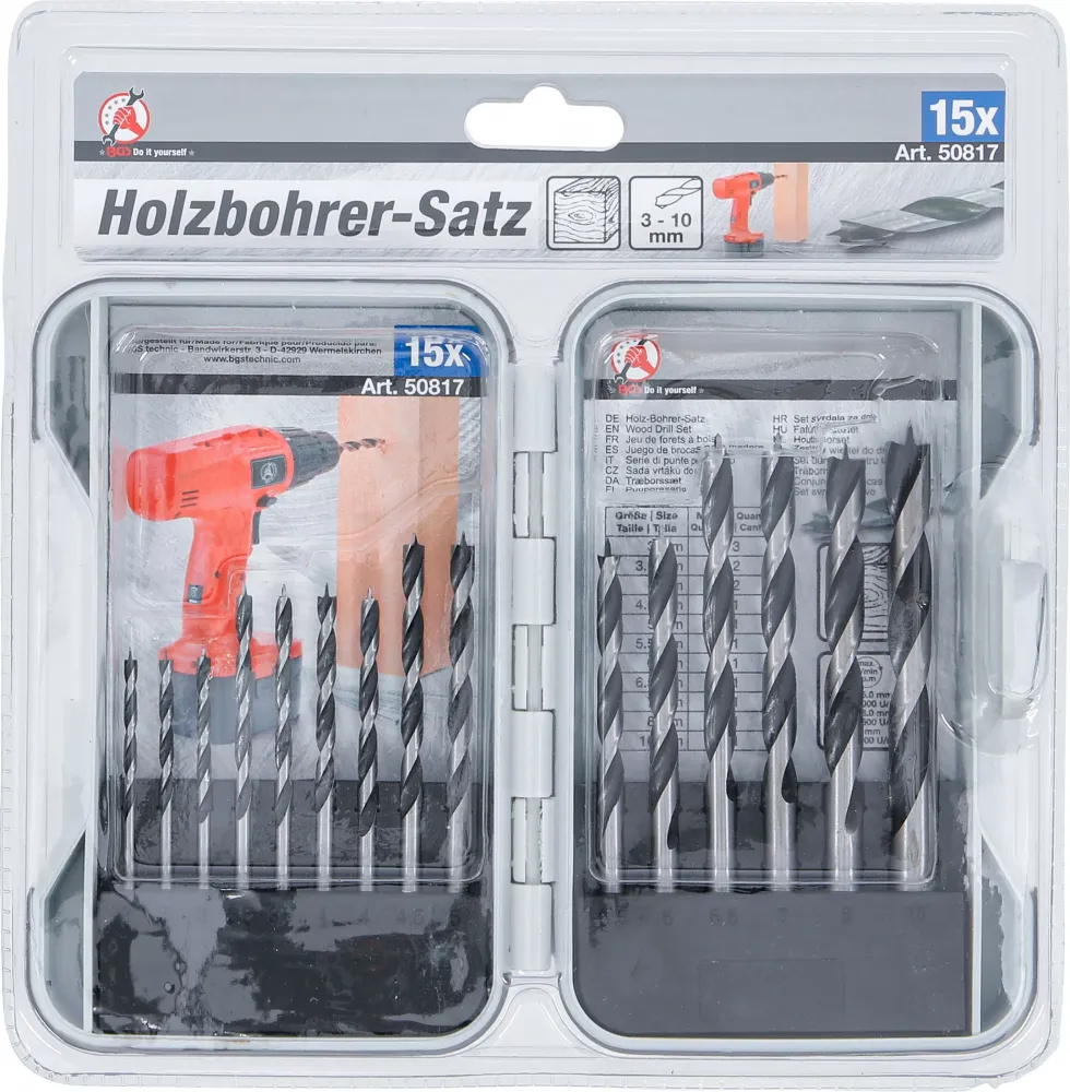Holz-Bohrer-Satz | 3 - 10 mm | 15-tlg.