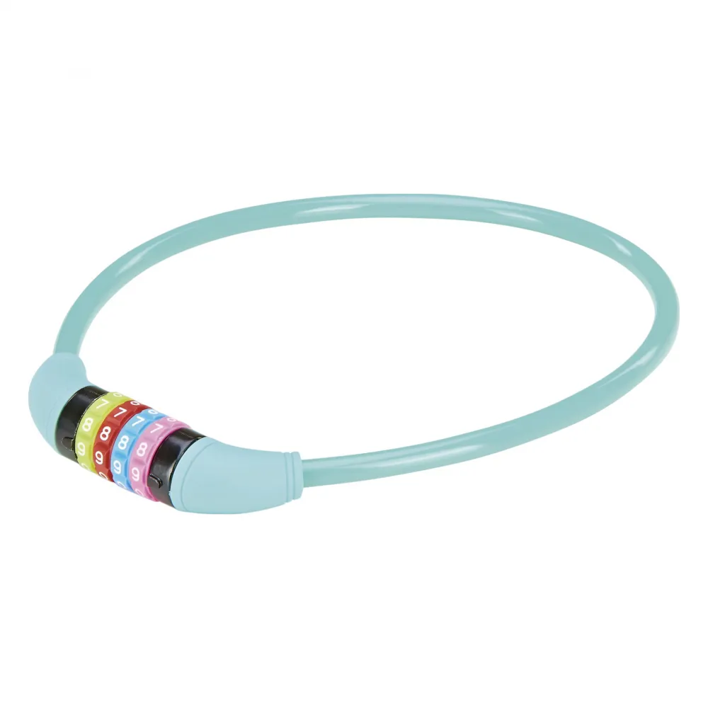 Kabelschloss 4-Zahlen-Kombination frei kodierbar L: 65 cm türkis