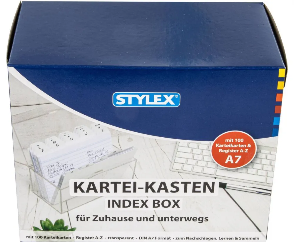Karteikasten DIN A7 mit 100 Karten