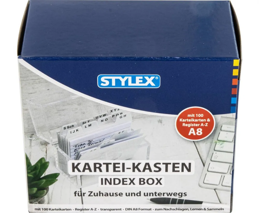 Karteikasten DIN A8 mit 100 Karten