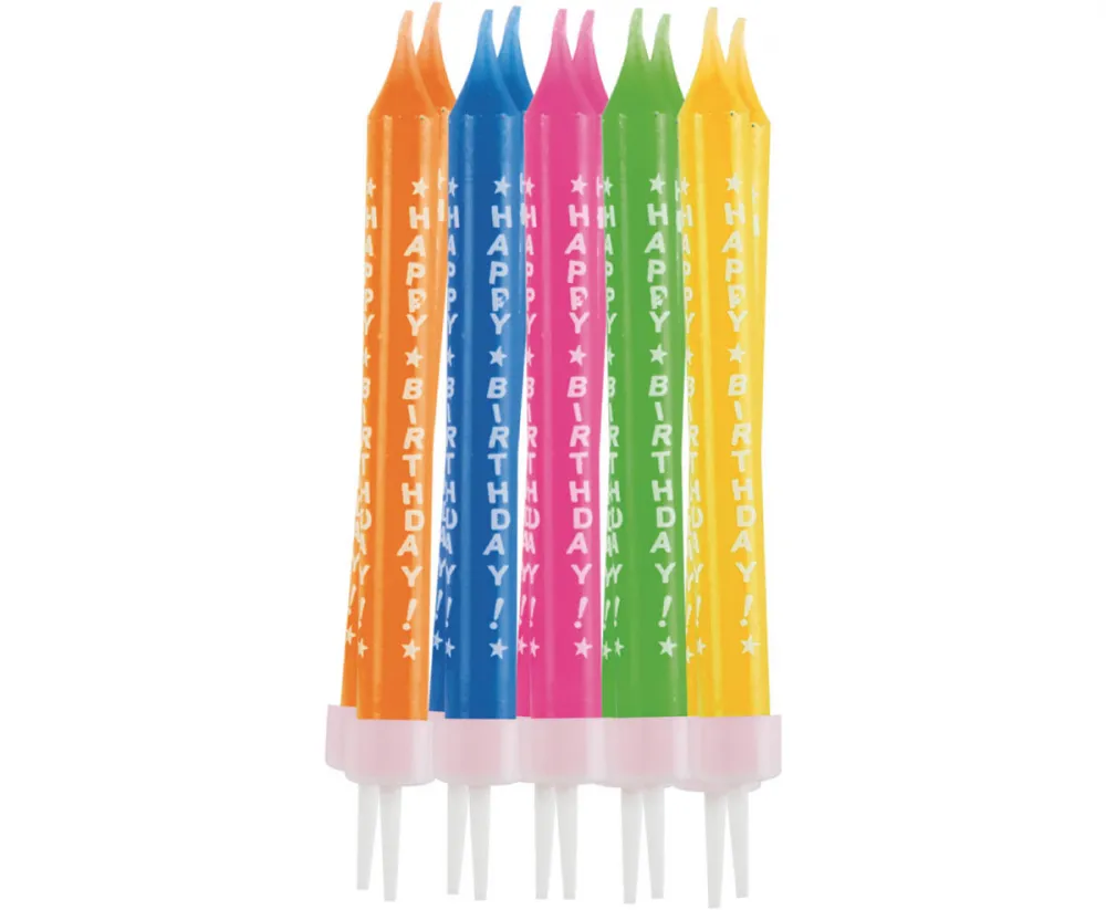 Kerzen Happy Birthday 10 Kerzen inkl. 10 Kerzenhalter