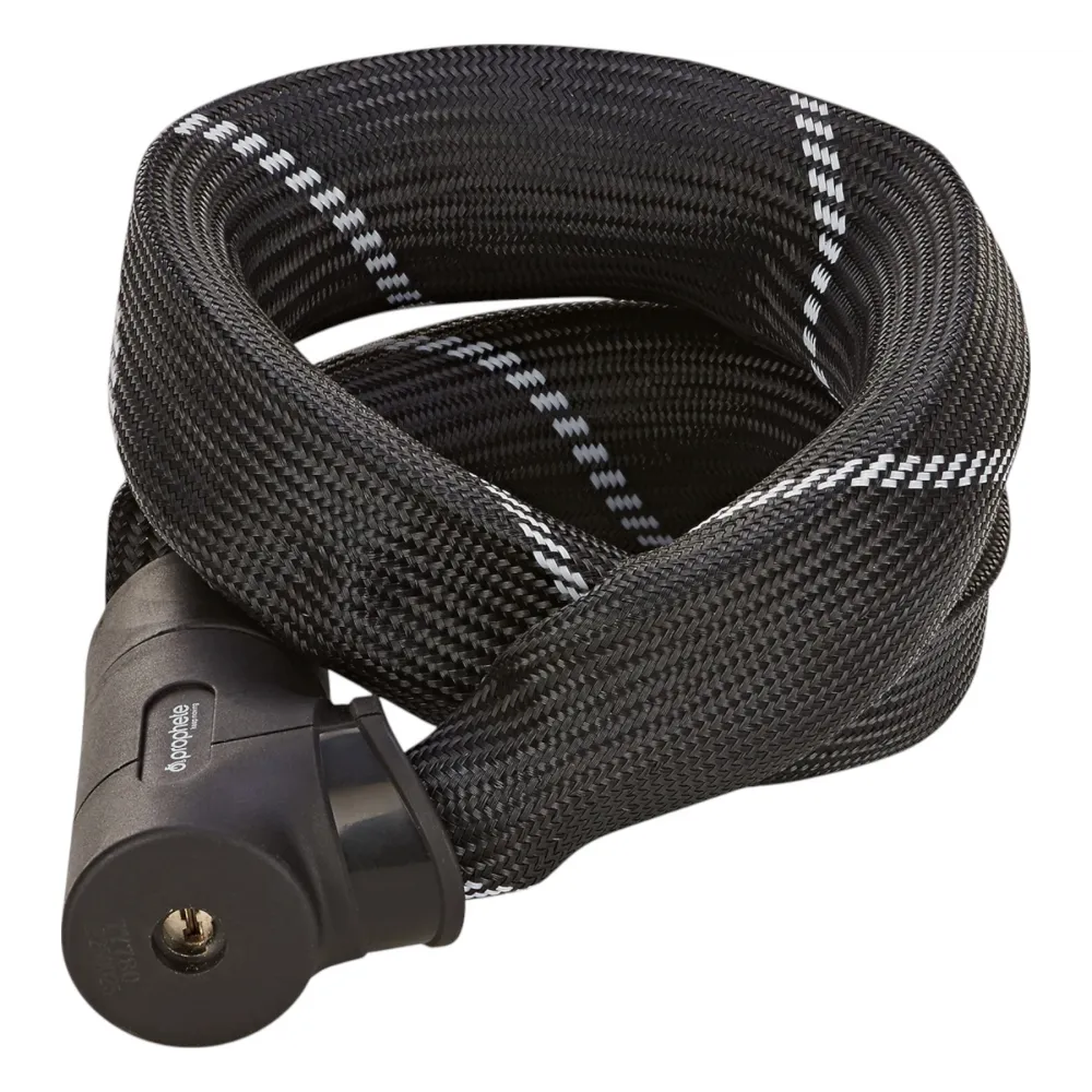 Kettenschloss ART** zertifiziert inkl. 2 Laser-Cut Schlüssel (1x mit LED) Textilummntelung Schlüsselwegfallsperre Staubschutzkappe L: 110 cm