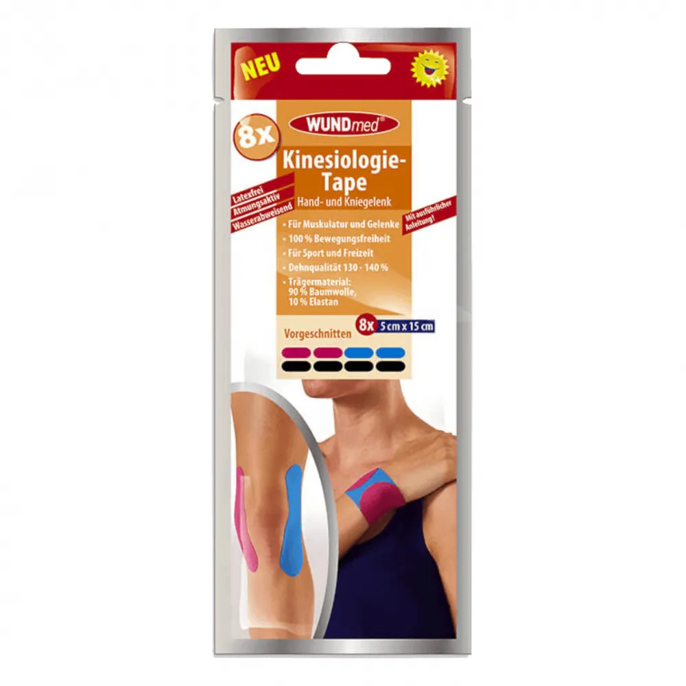 Kinesiologie Tape, Streifen Hand + Knie-gelenk, vorgeschnitten