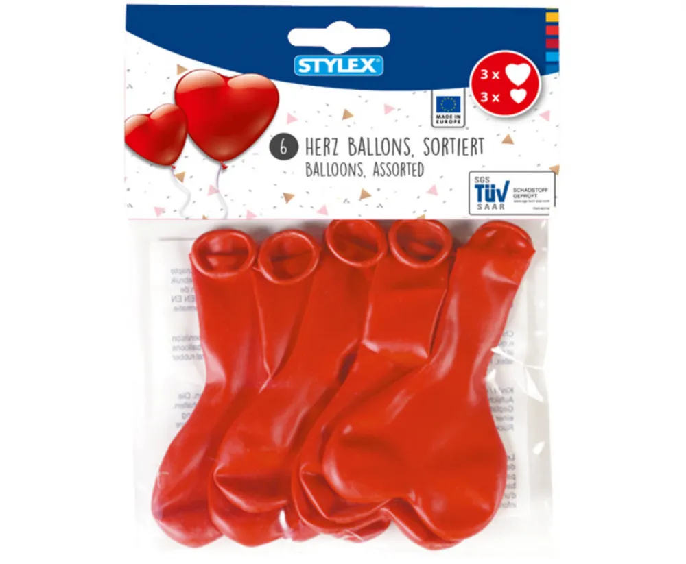 Luftballons rote Herzen 6 Stück