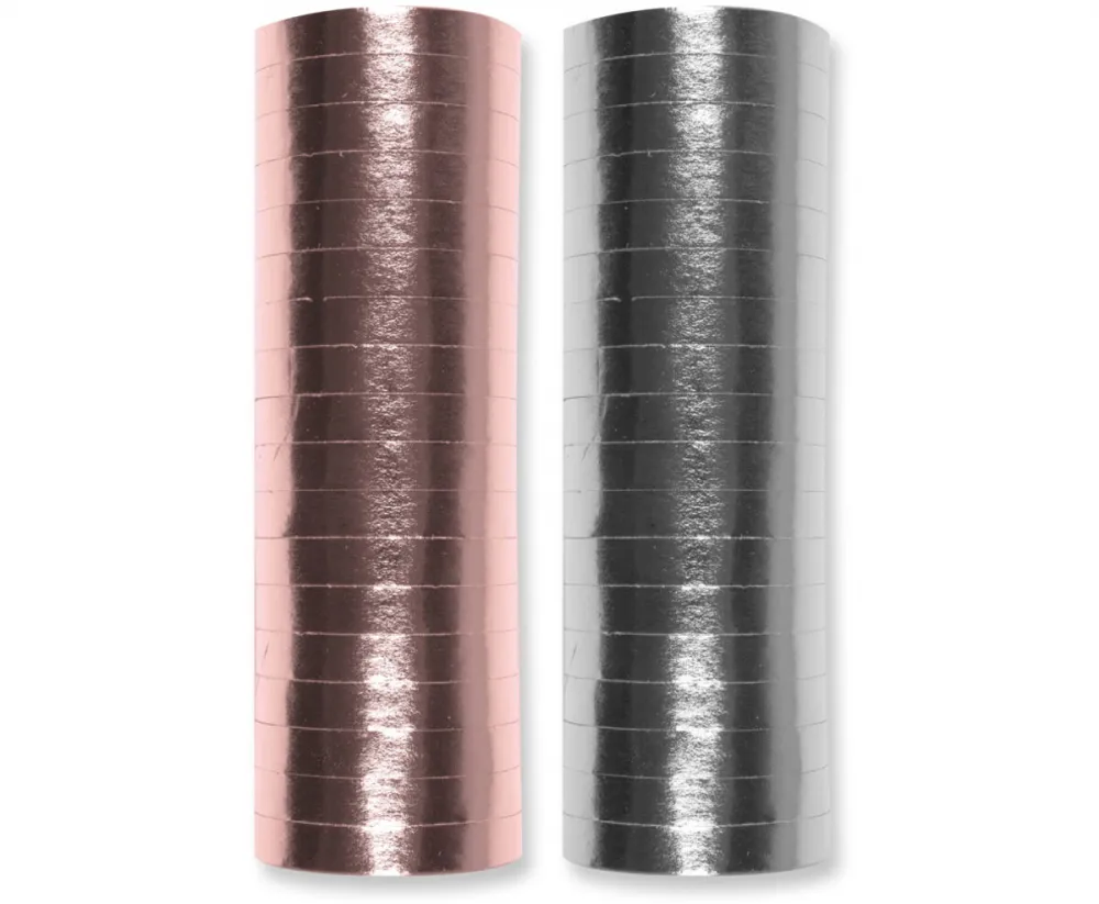 Luftschlangen 18er Röllchen roségold und silber