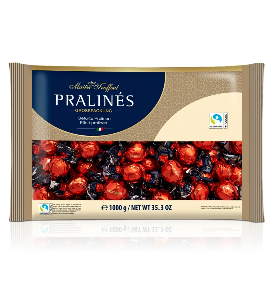 Pralinen Rot/Gold Milchschokolade mit Haselnusscremefüllung 1kg