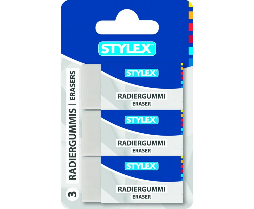 Radiergummi weiß mit Pappbanderole 3 Stück