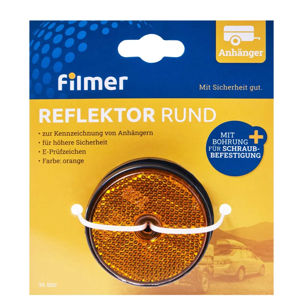 Reflektor rund orange 2er-Set zum Anschrauben