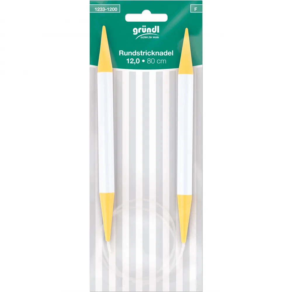 Rundstricknadeln, 12,00 mm, 80 cm weiß-gelb