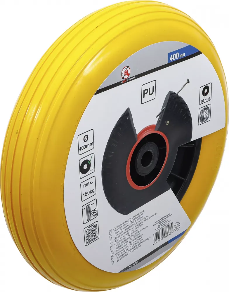 Schubkarrenrad PU, gelb/schwarz 400 mm