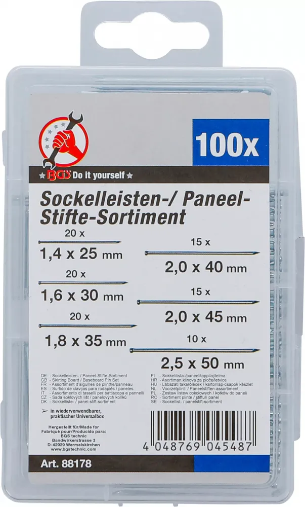 Sockelleisten-Stifte-Sort 100tlg