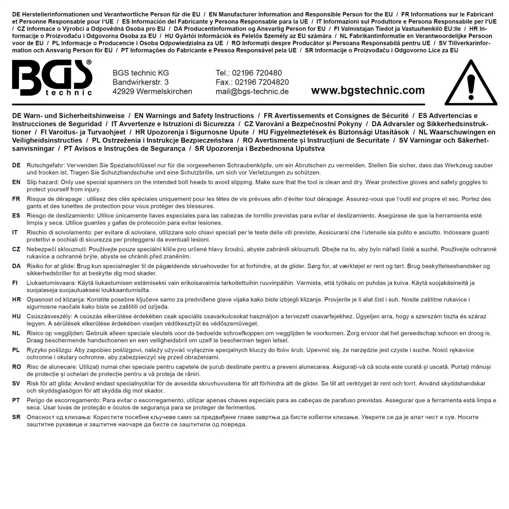 Spezialschlüssel 8-in-1 Abtrieb Sechskant SW 12 - 19 mm