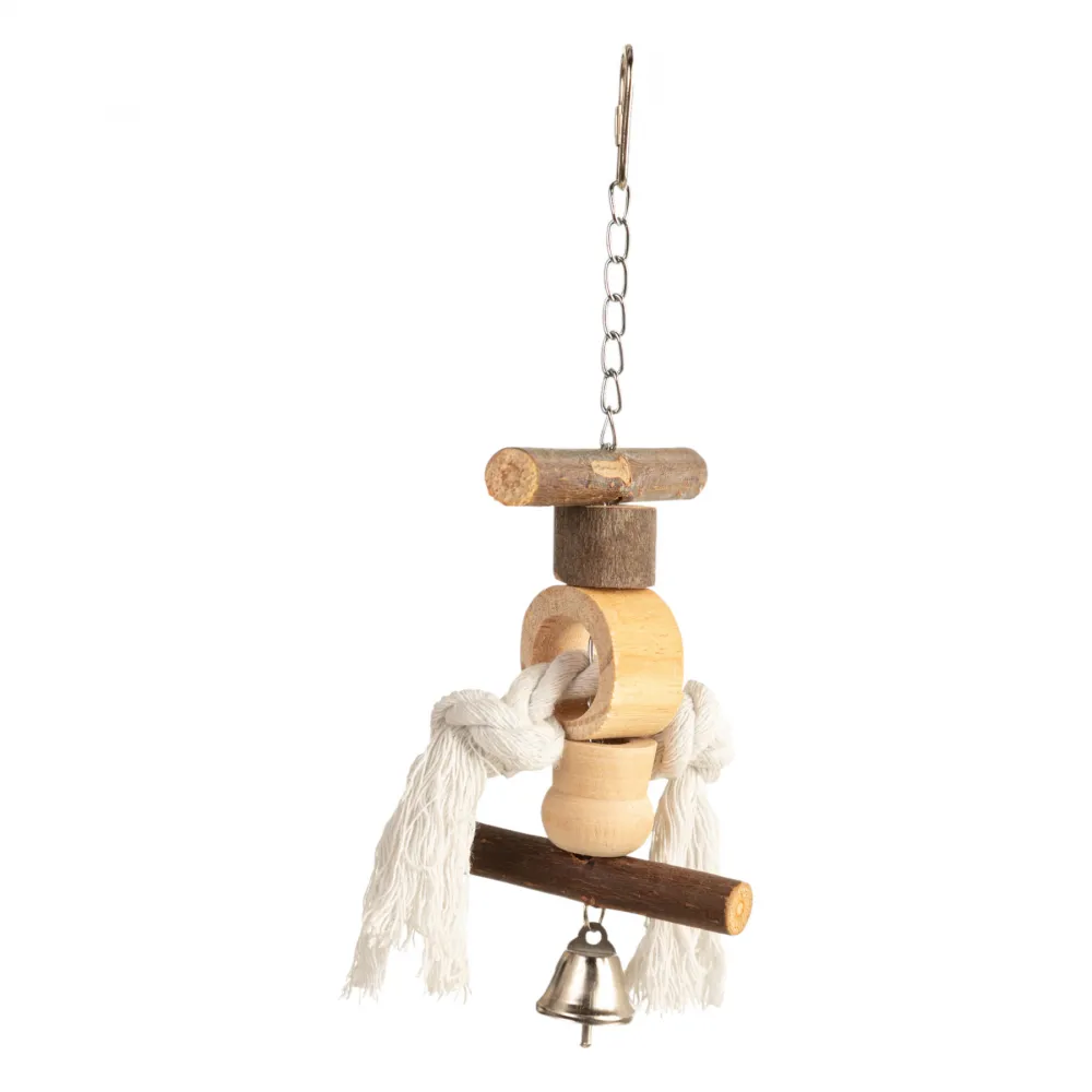 Spielzeug Rindenholz mitglöckchen&Tau 20 cm