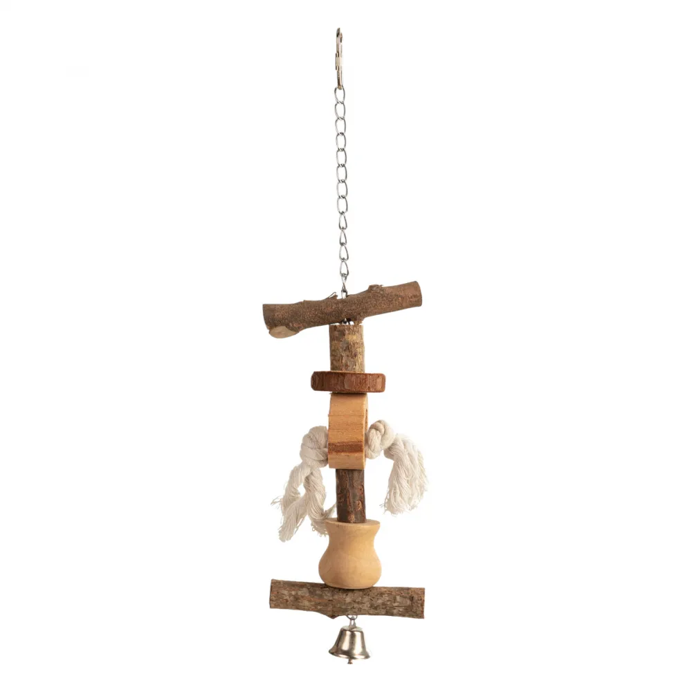 Spielzeug Rindenholz mitglöckchen&Tau 38 cm