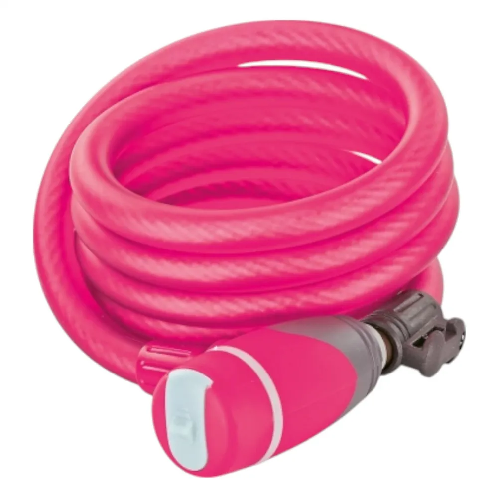 Spiralkabelschloss inkl. 2 Schlüssel (1x mit LED) sehr leicht und flexibel L: 150 cm farblich sortiert (grün und pink)