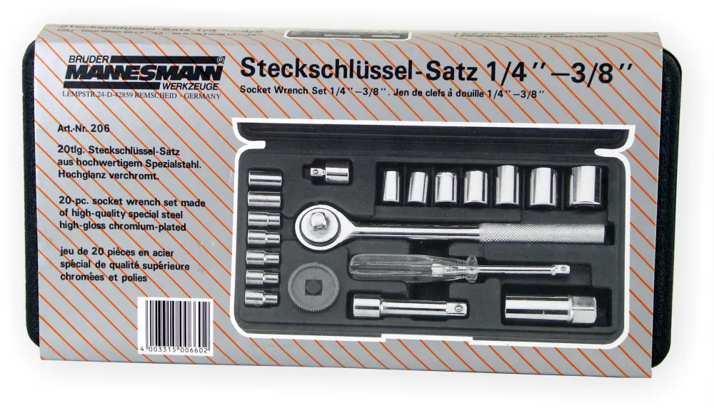 Steckschlüsselsatz 1/4+3/8, 20-tlg.