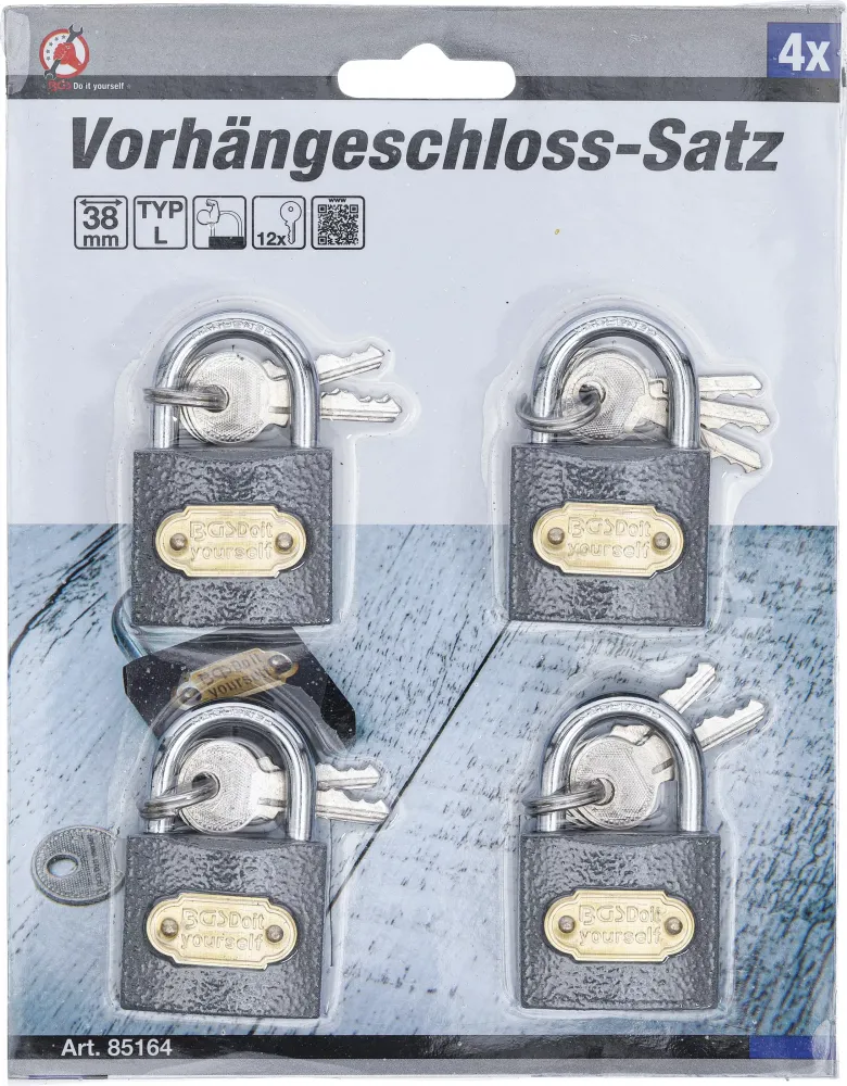 Vorhängeschlössersatz 4tlg 35mm gleichschließend
