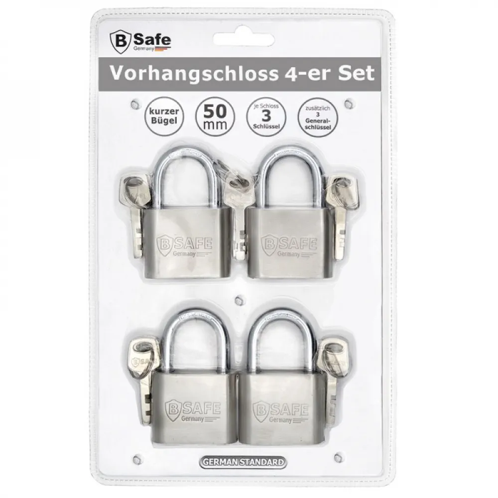 Vorhängeschloss 4-er Set 50mm gleichschließend