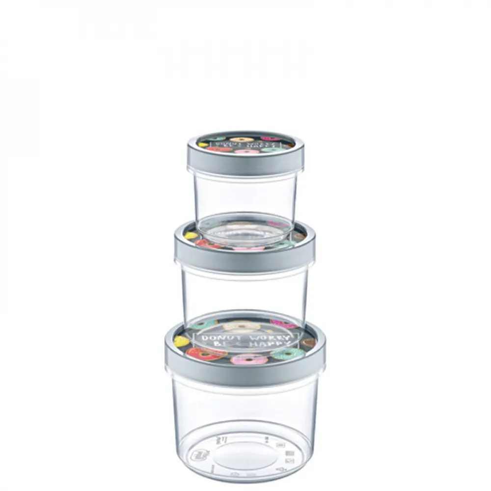 Vorratsbehälter Set 3 tlg. rund (12,5 x 10,3 cm) - SO FRESH - (02 0987)