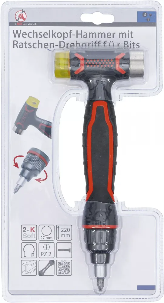 Wechselkopf-Hammer mit Ratschen-Drehgriff 3ii1