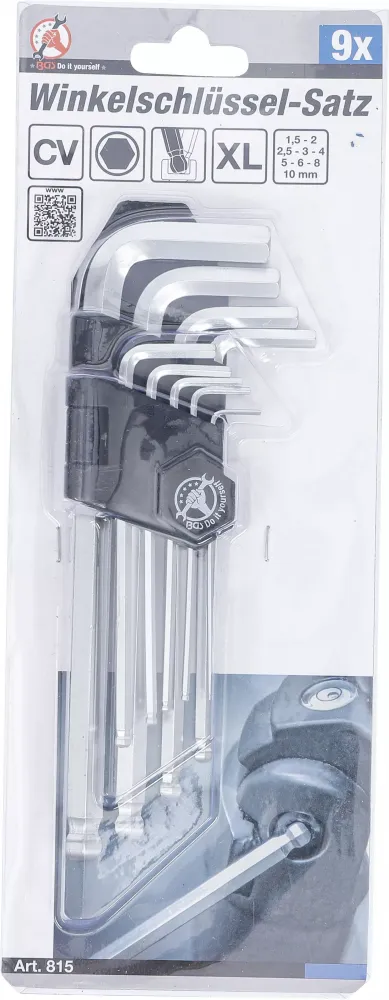 Winkelschlüssel-Satz Innensechskant Kugelkopf 1,5-10mm 9-tlg