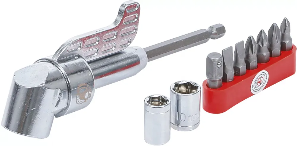 Winkelschrauber-Vorsatz für Bohrmaschinen, 10-tlg.