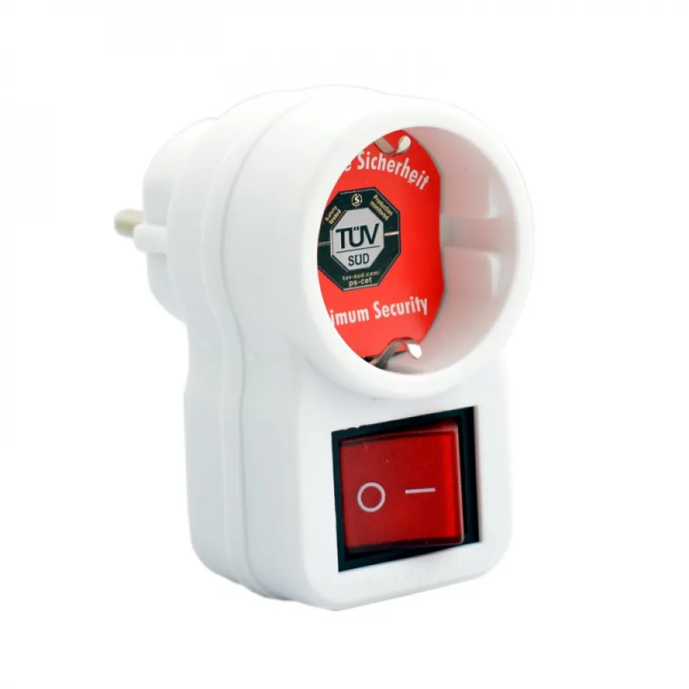 Zwischenstecker 1-fach mit Schalter - Schuko (TÜV/CE)