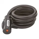 Spiralkabelschloss inkl. 2 Laser-Cut Schlüssel (1x mit LED) Schließautomatik Staubschutzkappe inkl. Halterung für Sattelstütze L: 150 cm