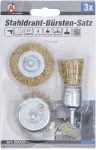 Stahldraht-Bürsten-Satz Ø25-50mm 3tlg