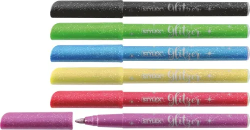 6 Glitzerfasermalstifte