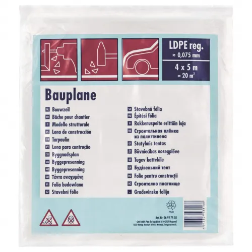 Abdeckplane schwer LDPE 75 my 20 qm = 4 x 5 m schwarz