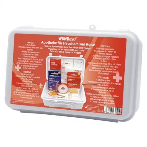 Apotheke für Haushalt / Reise, rot, blau, weiß sortiert