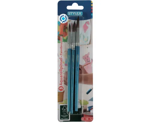 Aquarellpinsel 3 Stück 8-10-12 FSC