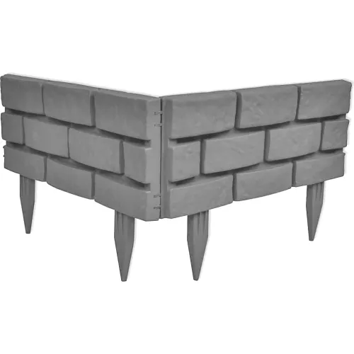 Beeteinfassung, Kunststoff grau, 4er Set 43x2,5x18cm